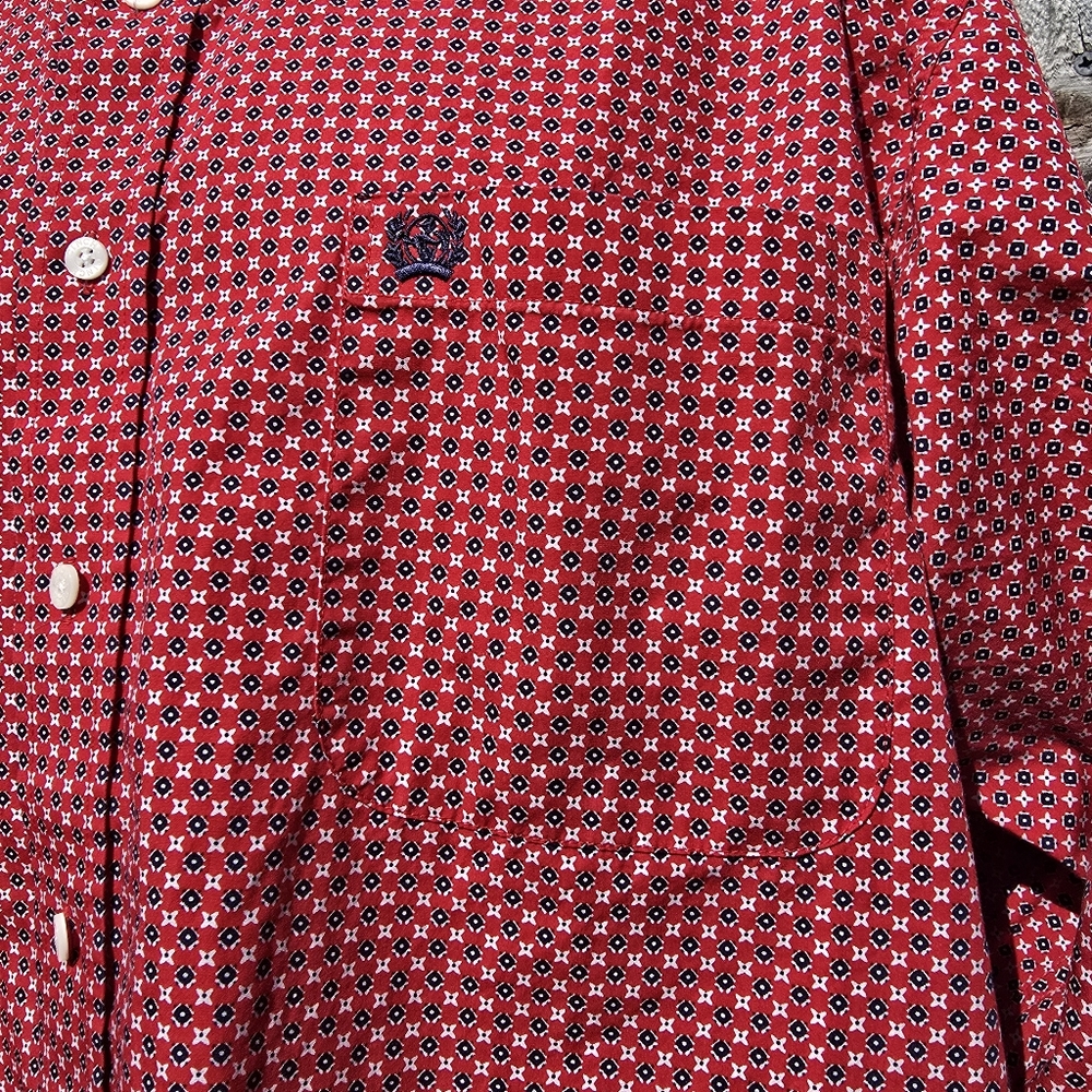 CINCH Men's Red Blue White Print Long Sleeve Button-Down Western Shirt Sz L - Picture 3 of 6